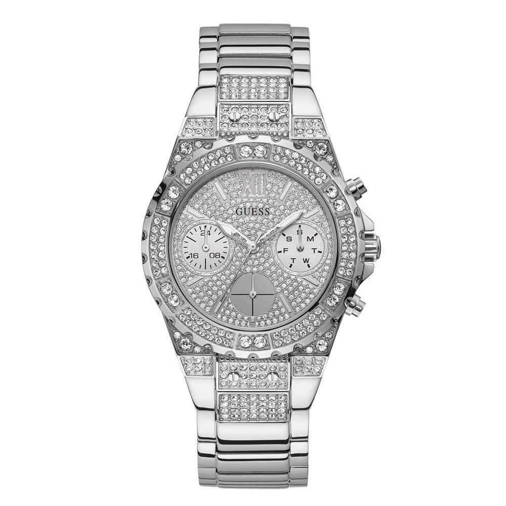 New GUESS SILVER TONE CASE SILVER TONE STAINLESS STEEL WATCH
